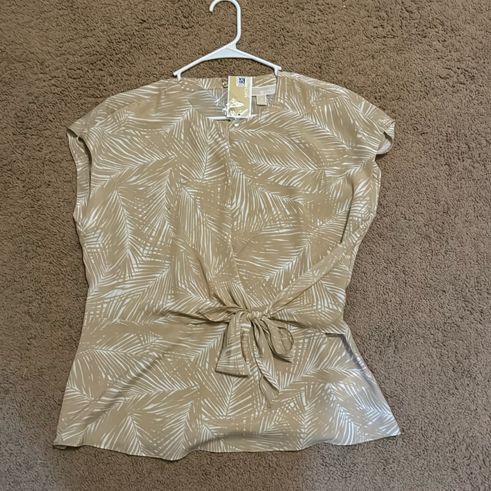 Michael Kors Short Sleeve Tie Front Blouse